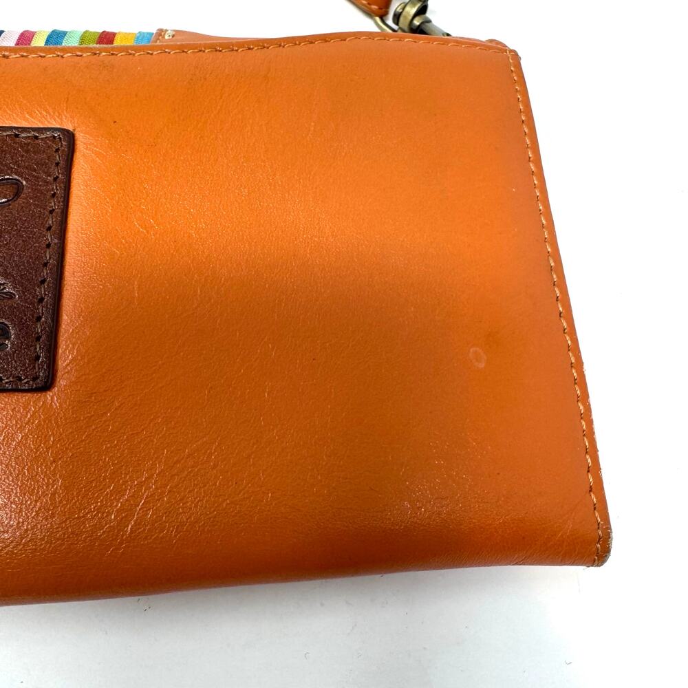 Annelle Save The Bees Crossbody Clutch Wallet Orange Brown Rainbow Stripes Boho - Picture 7 of 11
